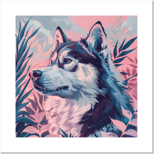 Retro Alaskan Malamute: Pastel Pup Revival Wall Art by NatashaCuteShop